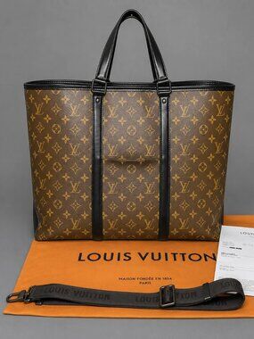 Louis Vuitton Weekend Tote GM M45733 Monogram Macassar Shoulder Bag Authentic